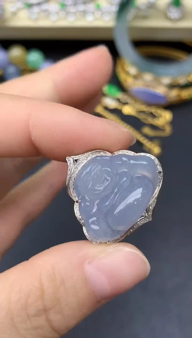 颈饰18K金镶嵌翡翠270-雪姐翡翠天天见