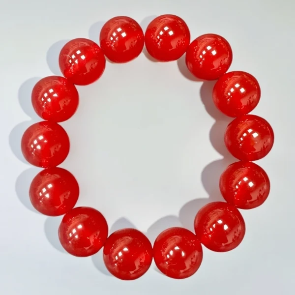 A076正品鸽血红玛瑙手串14MM14颗深酒红天然珠宝全玉化精美玉手链