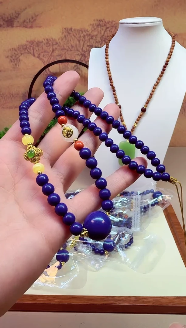 14K金镶嵌青金石颈饰A152