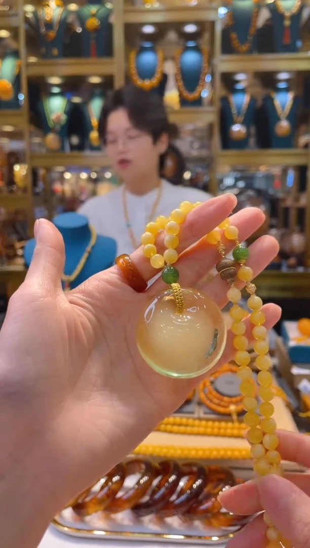 琥珀颈饰18K金镶嵌@@SJ51219021