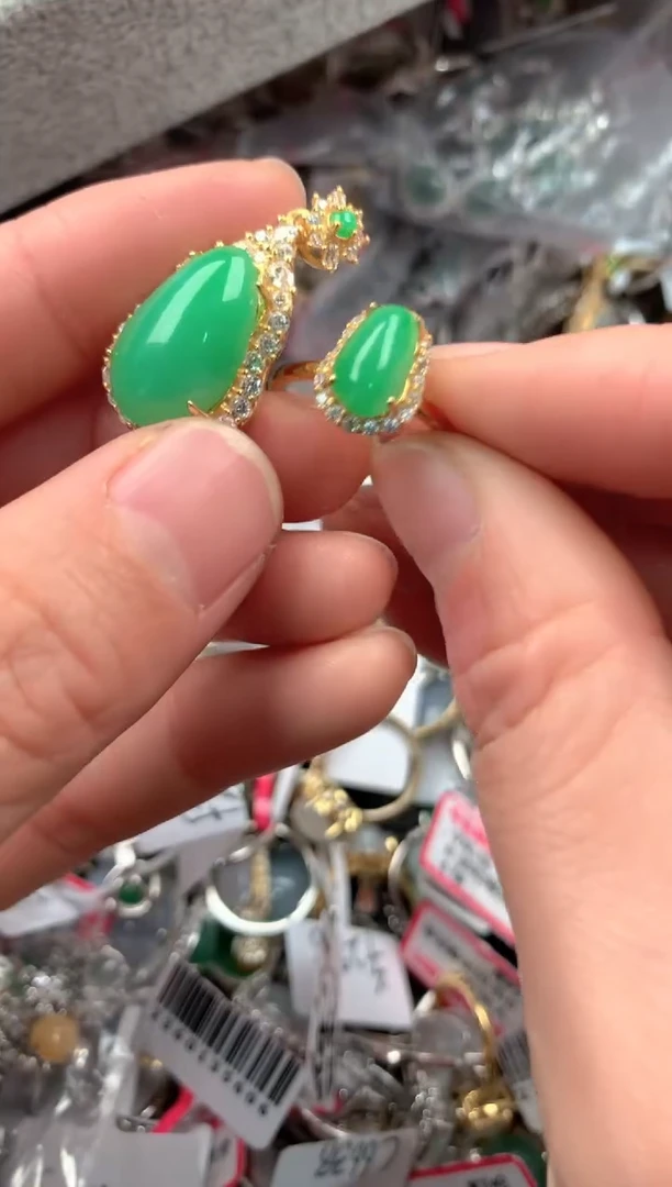 银S925镶嵌戒指翡翠333   9