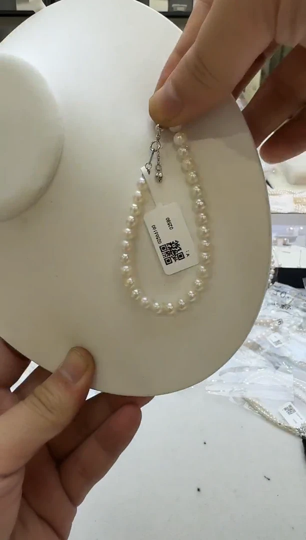 海水珍珠银S925镶嵌手链5-6mm 爱心尾链-孤品