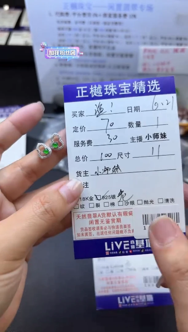 翡翠银S925镶嵌耳饰渔*ZYZB-1009134