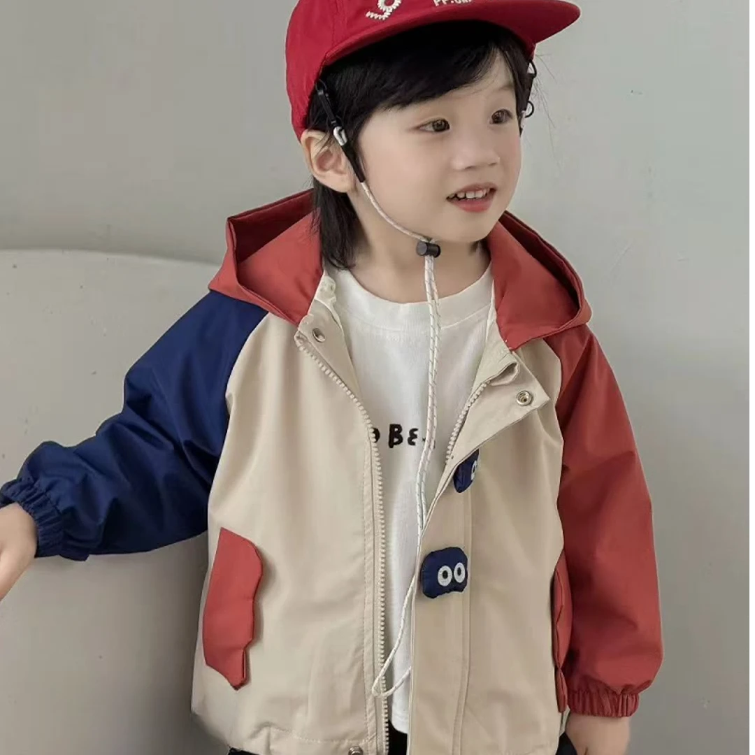 2025年秋季男女宝韩版洋气夹克衫可爱拼色冲锋衣外套蛐蛐饼干上衣