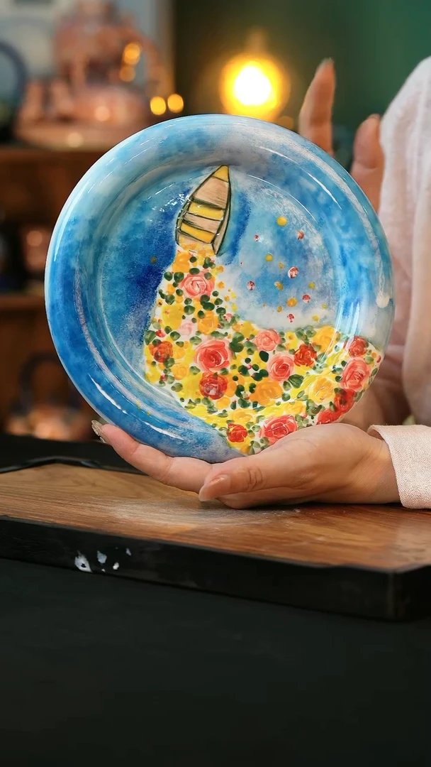 杯手绘心瓷陶瓷浮力