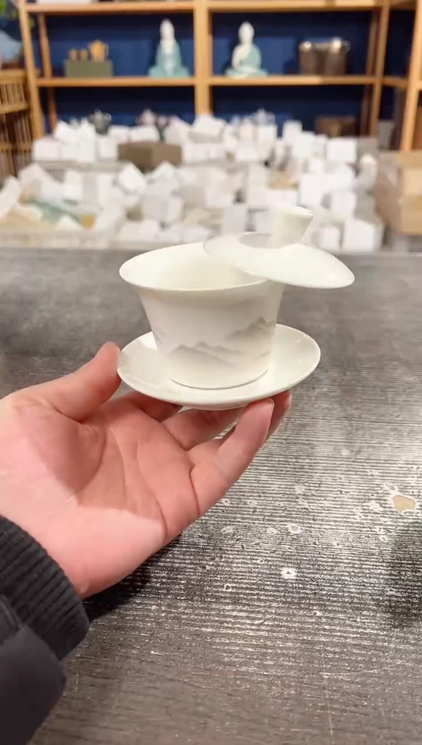 【闪购商品】其他水墨千里江山悬停三才盖碗