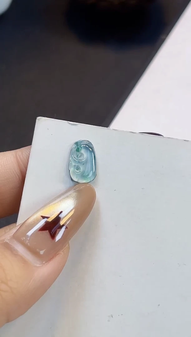 裸石翡翠阿豪04高冰飘花如意10.2*6.5*2.2