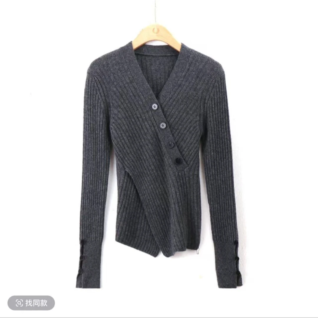 6交叉套头针织打底衫女秋冬新款加厚百搭修身毛衣内搭