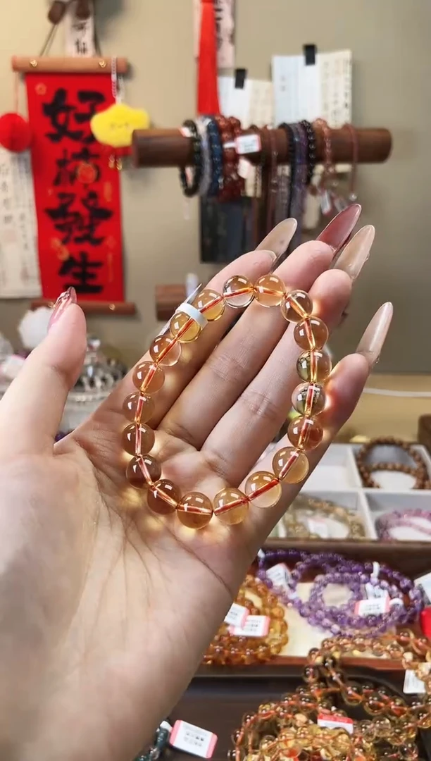 【闪购商品】水晶手串未镶嵌巴西暴力黄水晶10mm