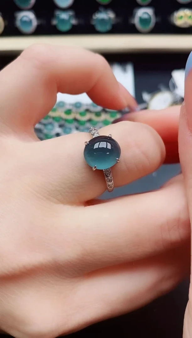 翡翠戒指银S925镶嵌21321321