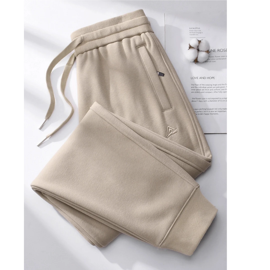 韩国时尚秋冬新款束脚卫裤女生大码宽松显瘦加绒保暖休闲运动裤子