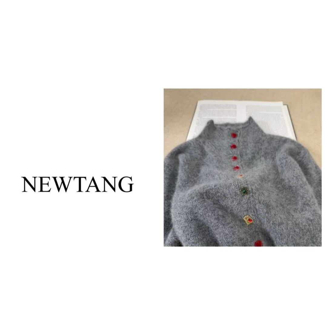 【爱心扣】2103 100%羊毛拉绒高级感软糯毛衣针织衫新款简约上衣