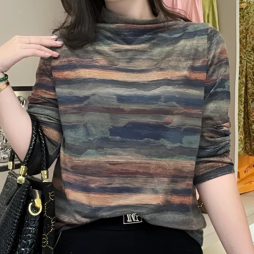 新款复古工艺印花百搭打底衫洋气时尚Q24CD1965