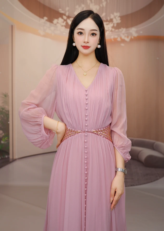 【沐沐家】2025新款桑蚕丝女装连衣裙新款百搭日常走秀玫瑰灰 23197