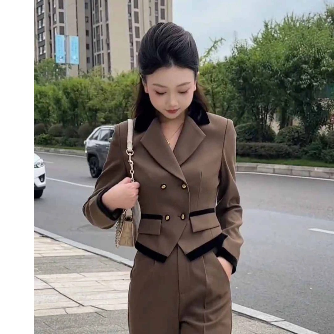 《微风情书5066咖啡色》极简风显瘦气质秋季时尚百搭套装