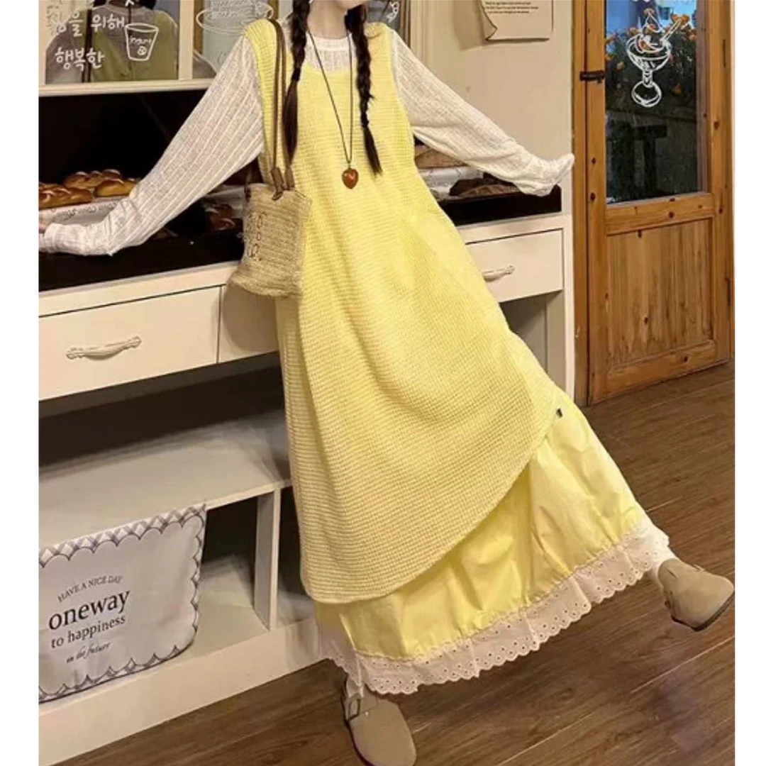 阳阳家春季新款长袖连衣裙三件套nw