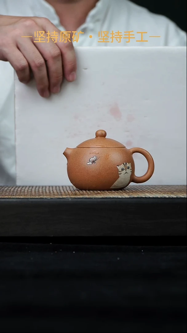 茶壶紫砂西施泥绘 文人段 140cc   27