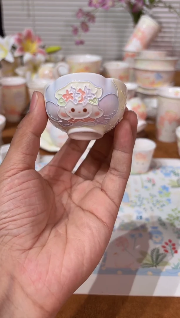 杯45号高温釉下彩立体手绘手工陶瓷瑕福利