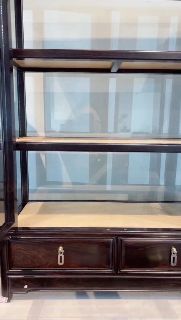 紫檀木类家具摄***行紫光檀   玻璃柜