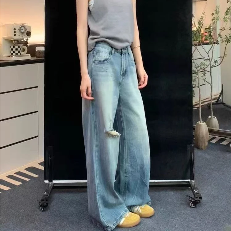 【1】【多月亮欣古毛荣楚】夏季女装牛仔裤/默认微瑕设计感韩版