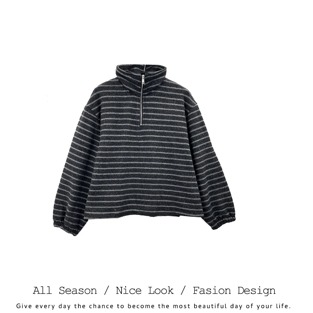 215  松弛感半开拉链式立领休闲长袖   款号#8996-1