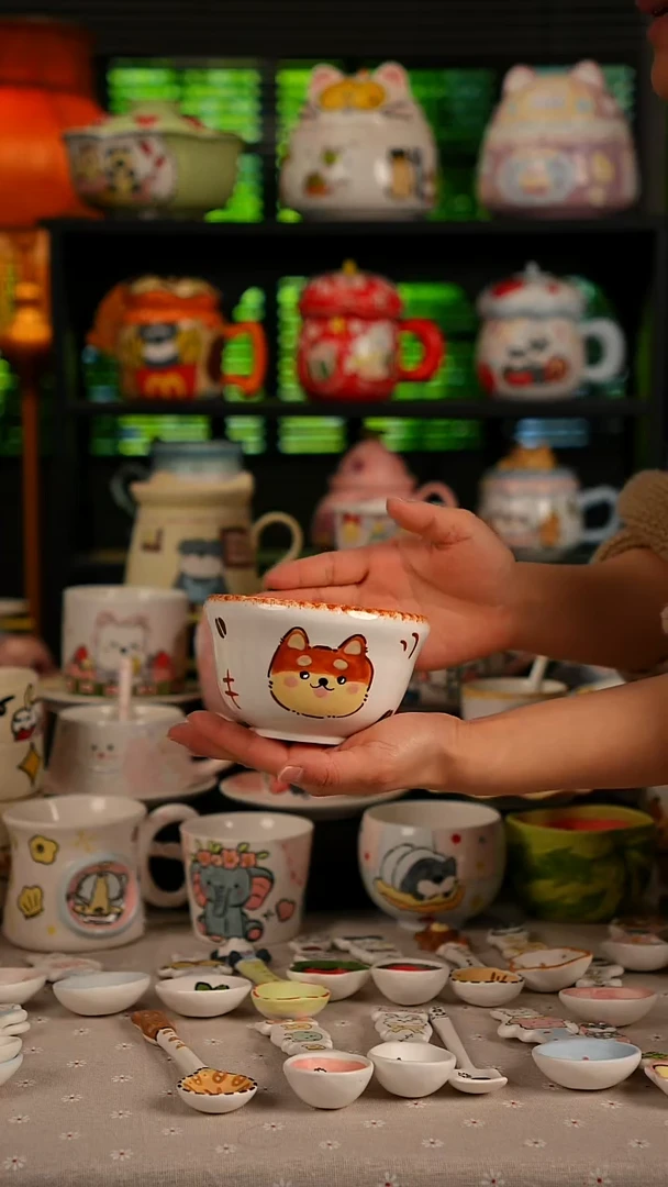 陶瓷无盖款景德镇高温釉下彩纯手绘创意瓷