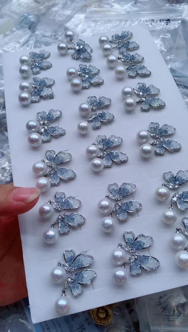 合金耳饰淡水珍珠多样性发其一，非无暇