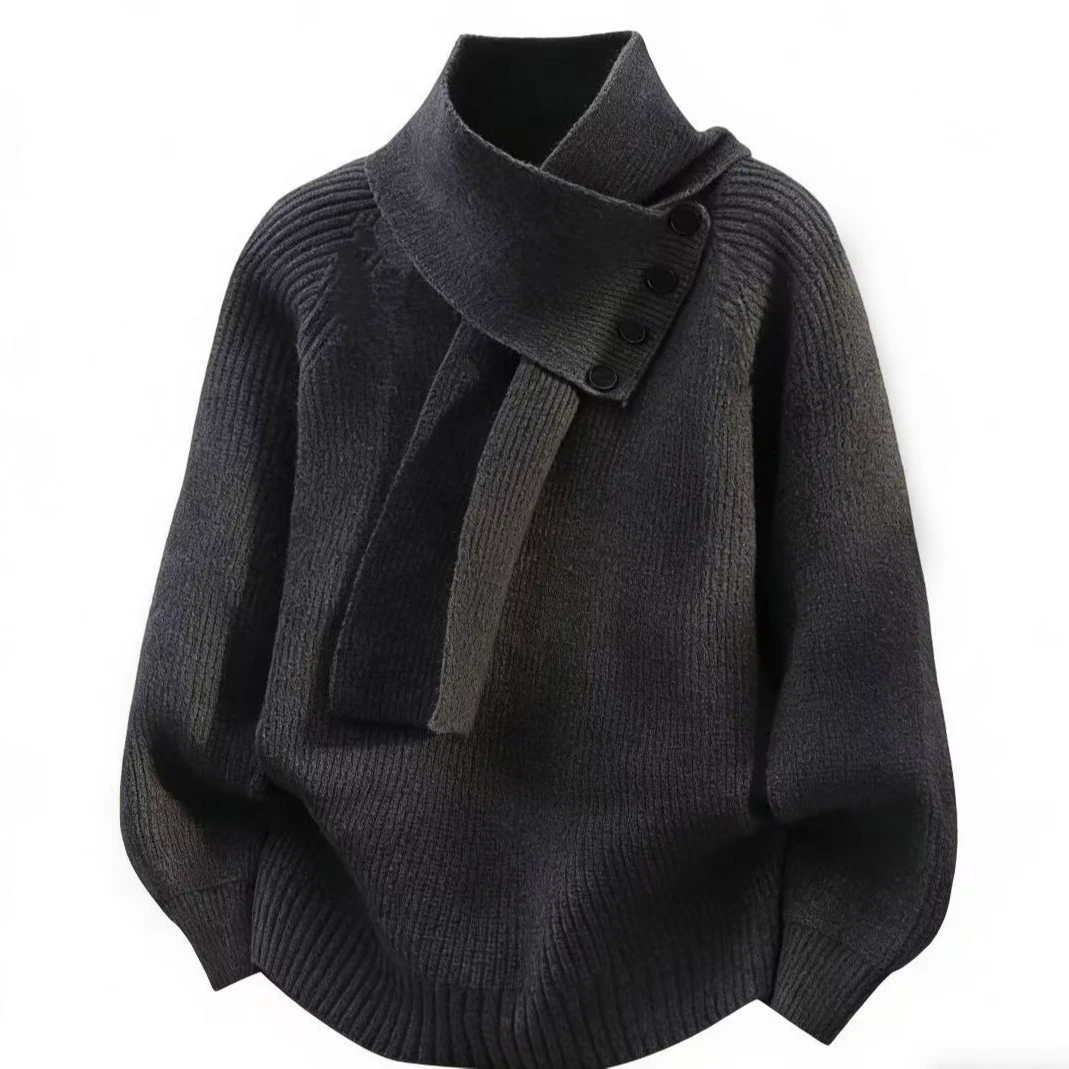 Jng.F 男女同款毛衣针织衫两件套简约日常氛围感上衣【带围巾】