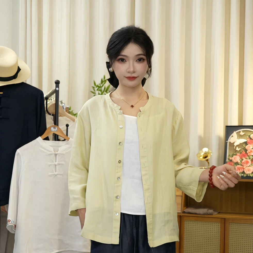 依品麻【100汉麻立领开衫衬衫（万万）】新款减龄极简风BYW232TL04