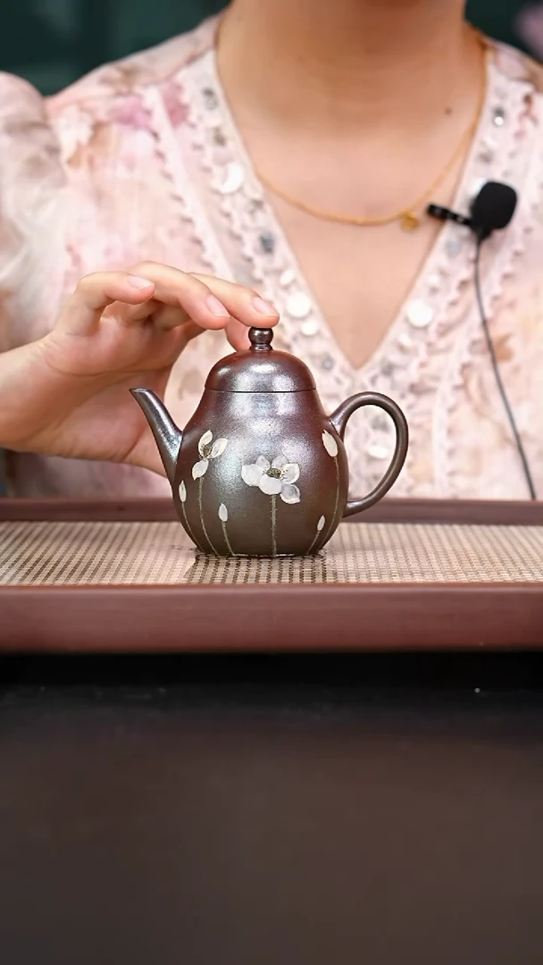 茶壶紫砂红皮龙柴烧高梨泥绘180
