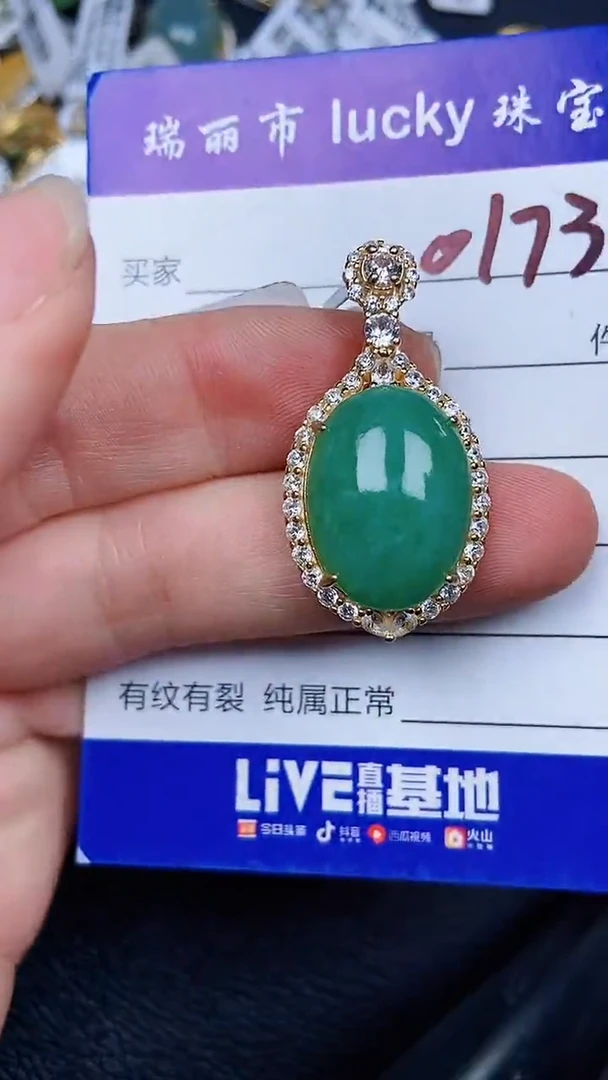 颈饰银S925镶嵌翡翠0173