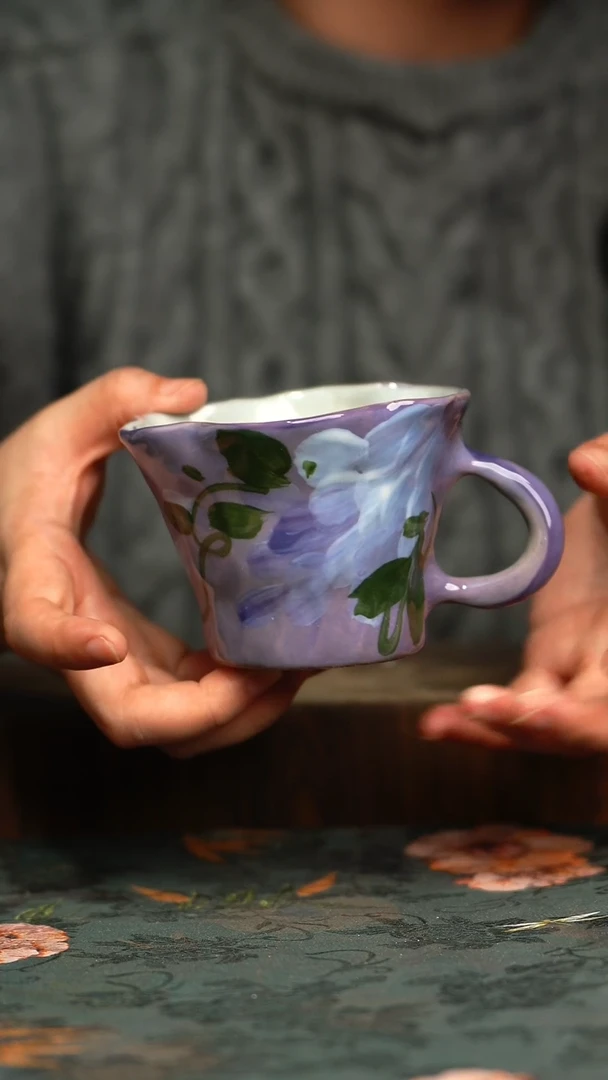 杯釉下彩手工手绘同款陶器