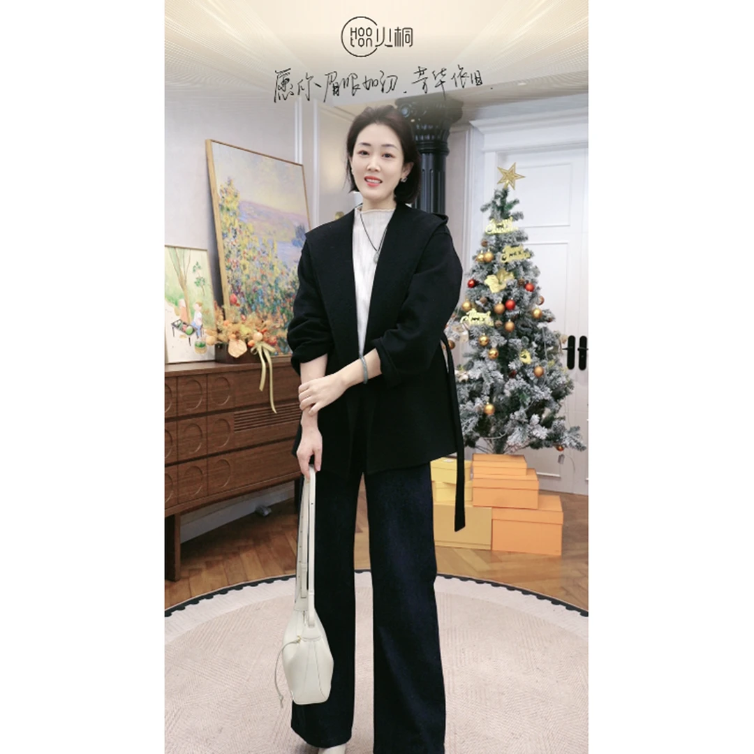 （*禾升级 安美桥面料）火桐hooton 30羊绒双面呢短款连帽大衣外套