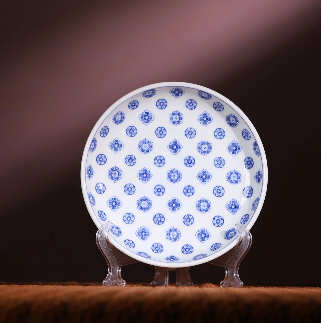 询价 景德镇觉山隐窑 手绘青花瓷器 宝相盘