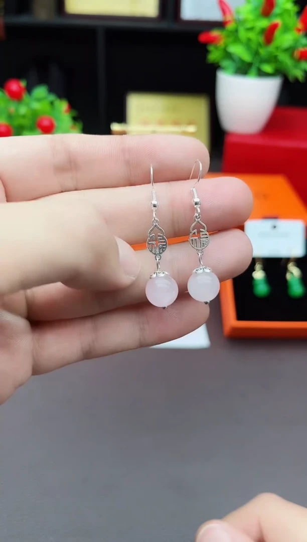 【闪购商品】玛瑙/玉髓耳钉银S925镶嵌238000