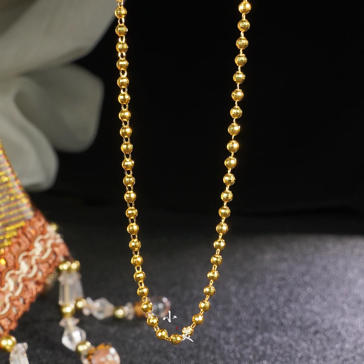 18K金车花爆闪金珠项链 G2208