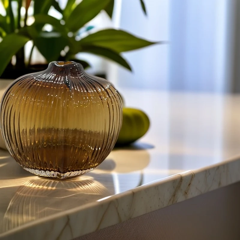 T10-微瑕琥珀条纹小异形ins花瓶轻奢百搭花瓶-KP-