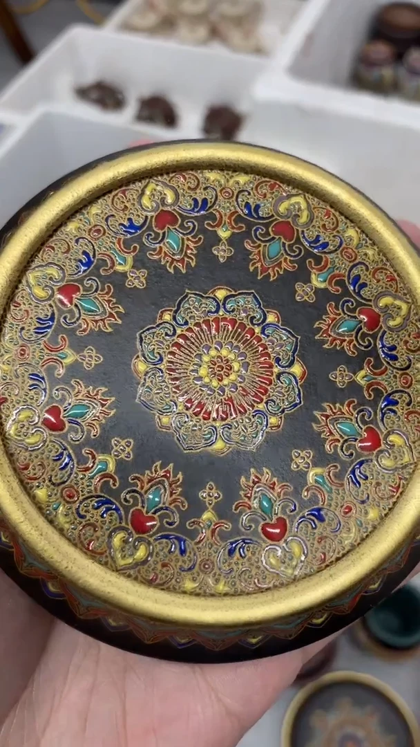 茶壶紫砂珐琅彩盖置（壶承）