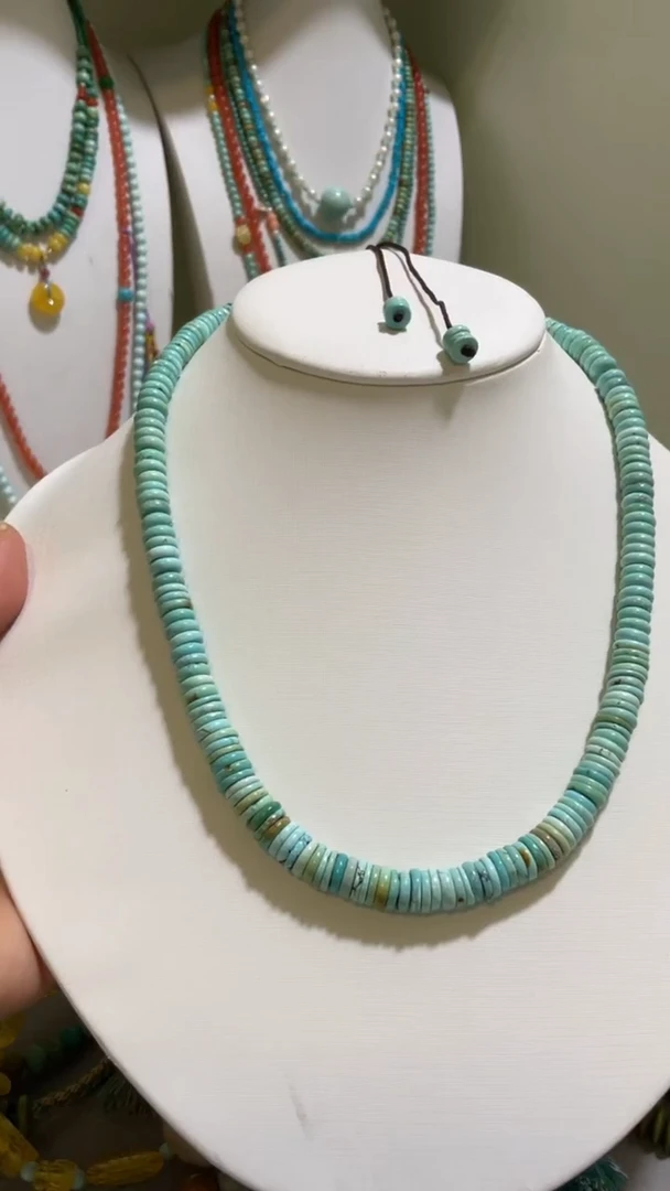 未镶嵌绿松石珠宝奇石7.3mm隔片项链