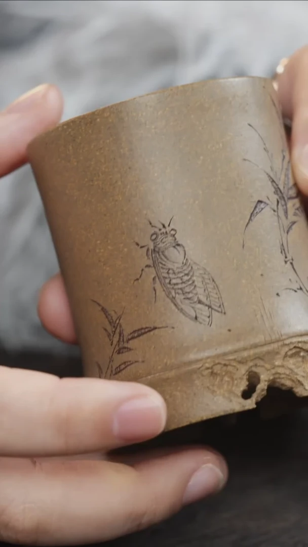 【闪购商品】紫砂茶叶罐金蟾钮正三层三色描金刻字