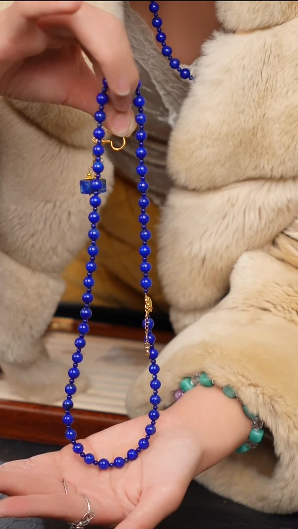 水晶摆件未镶嵌天然青金石毛衣链（拍一发二）