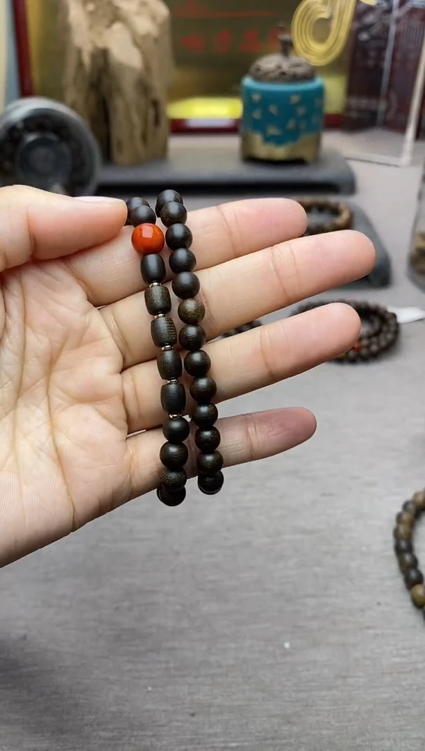 【闪购商品】沉香手串紫棋0.6+白棋5颗老料双圈沉水