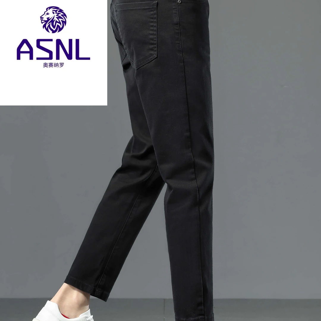 奥赛纳罗黑色九分牛仔裤男2025春秋新款修身小脚潮流弹力秋季男裤
