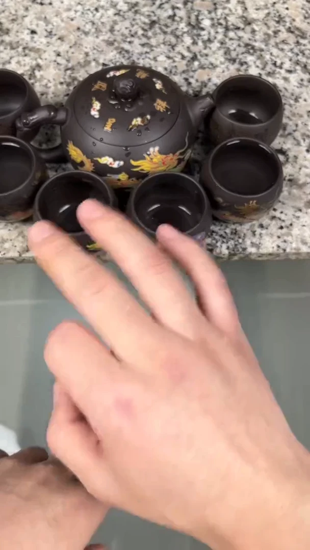 紫砂茶盏500毫升大西施龙凤呈祥一壶六杯变色套装