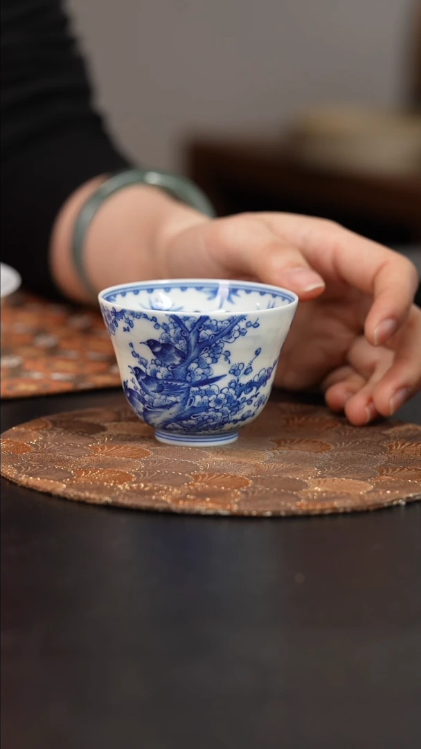 【闪购商品】杯看山柴窑青花喜上眉梢