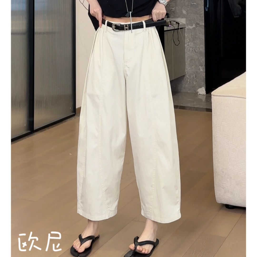 欧尼私服 2025夏薄款休闲裤直筒裤阔腿裤宽松九分裤2504C2048