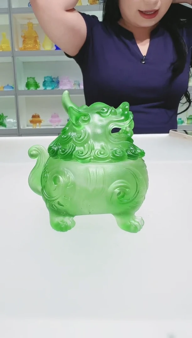 手工艺品琉璃古法琉璃小号狻猊香炉