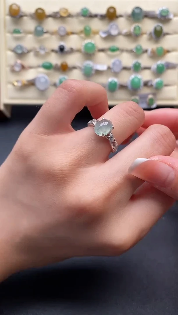 银S925镶嵌戒指翡翠1111111+4