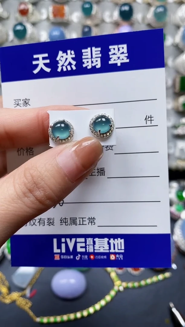 【闪购商品】翡翠耳饰银S925镶嵌0520
