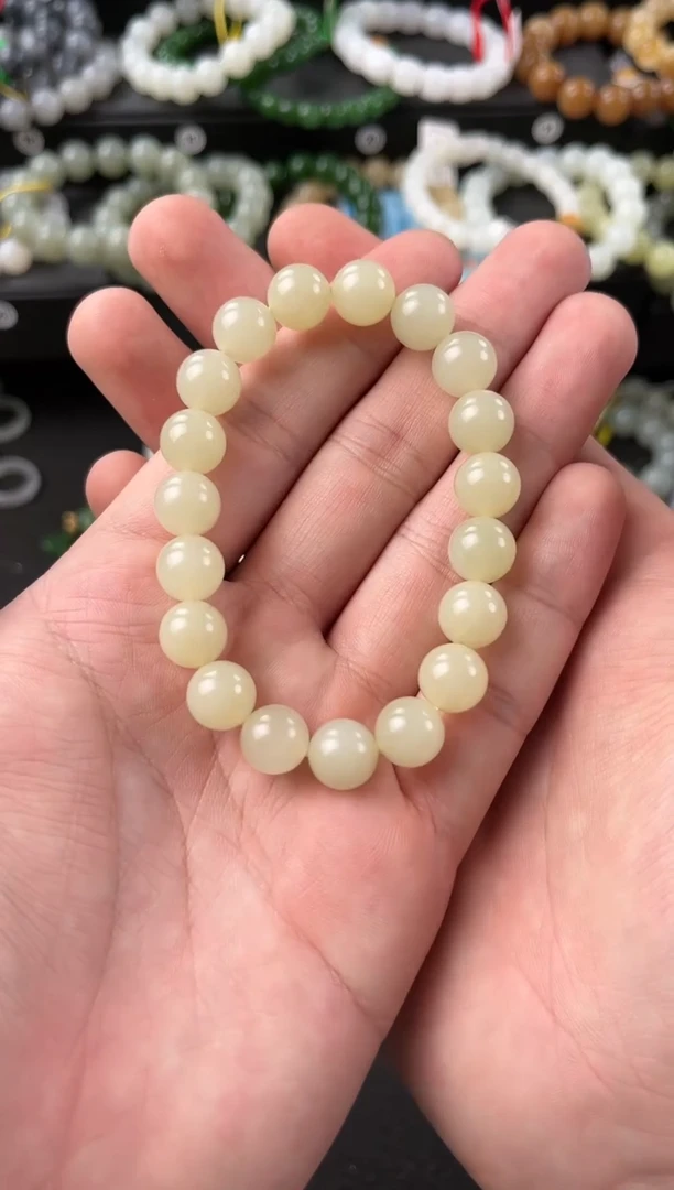 【闪购商品】和田玉手串未镶嵌若羌黄口卡10微色差